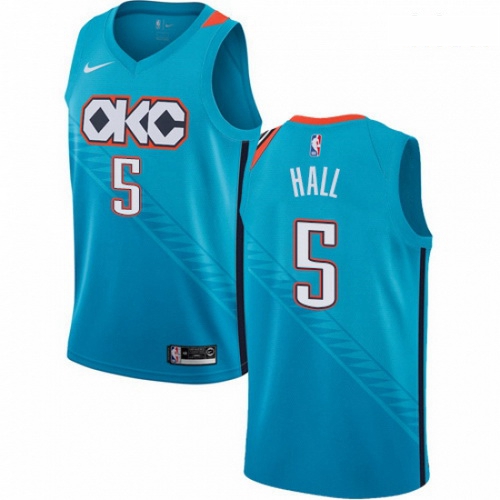 Mens Nike Oklahoma City Thunder 5 Devon Hall Swingman Turquoise NBA Jersey City Edition