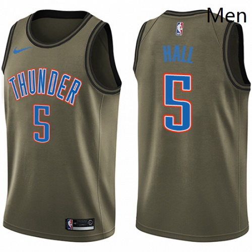 Mens Nike Oklahoma City Thunder 5 Devon Hall Swingman Green Salute to Service NBA Jersey