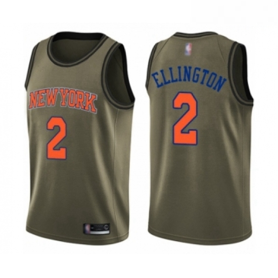 Mens New York Knicks 2 Wayne Ellington Swingman Green Salute to Service Basketball Jersey