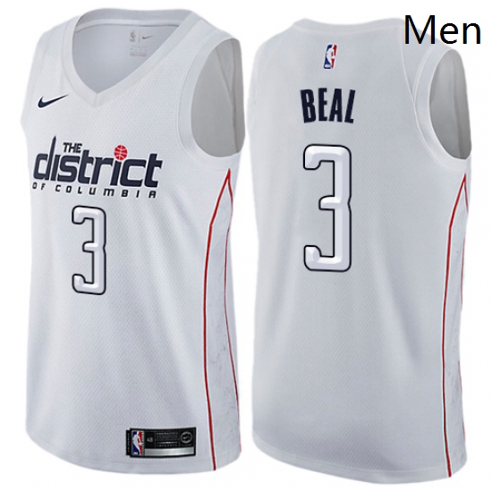 Mens Nike Washington Wizards 3 Bradley Beal Swingman White NBA Jersey City Edition