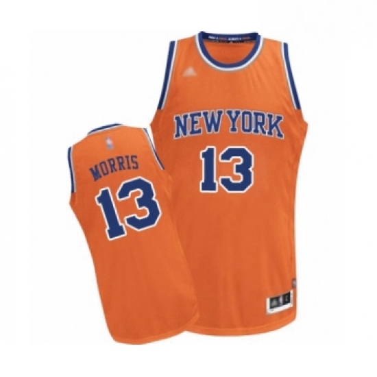 Mens New York Knicks 13 Marcus Morris Authentic Orange Alternate Basketball Jersey