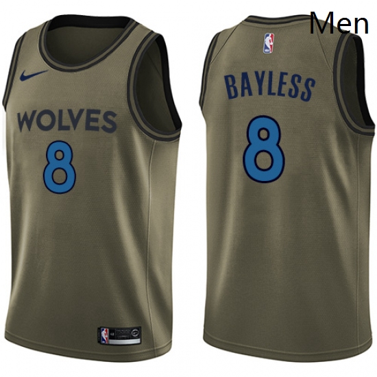 Mens Nike Minnesota Timberwolves 8 Jerryd Bayless Swingman Green Salute to Service NBA Jersey