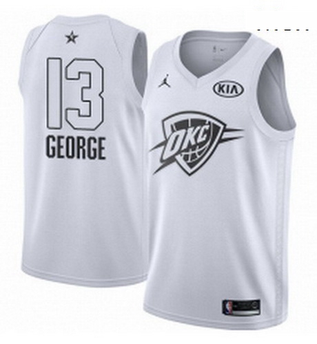 Mens Nike Jordan Oklahoma City Thunder 13 Paul George Swingman White 2018 All Star Game NBA Jersey