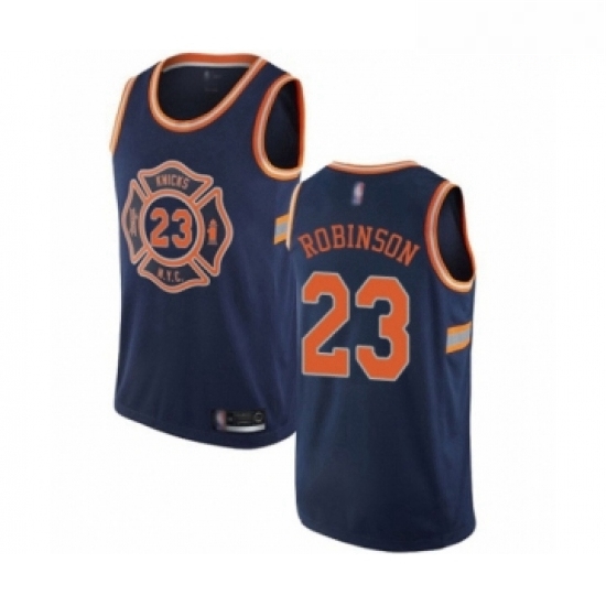 Mens New York Knicks 23 Mitchell Robinson Authentic Navy Blue Basketball Jersey City Edition