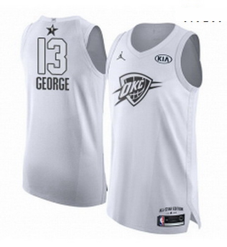 Mens Nike Jordan Oklahoma City Thunder 13 Paul George Authentic White 2018 All Star Game NBA Jersey