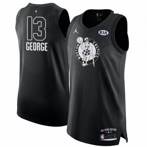 Mens Nike Jordan Oklahoma City Thunder 13 Paul George Authentic Black 2018 All Star Game NBA Jersey