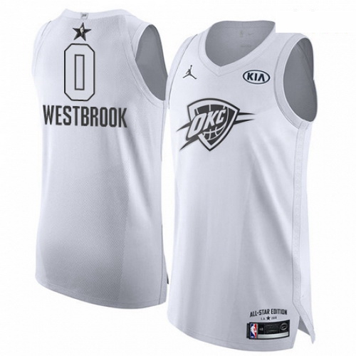 Mens Nike Jordan Oklahoma City Thunder 0 Russell Westbrook Authentic White 2018 All Star Game NBA Je