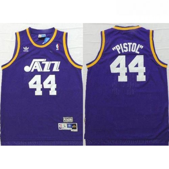 Jazz 44 Pete Maravich Purple Pistol Soul Swingman Stitched NBA Jersey