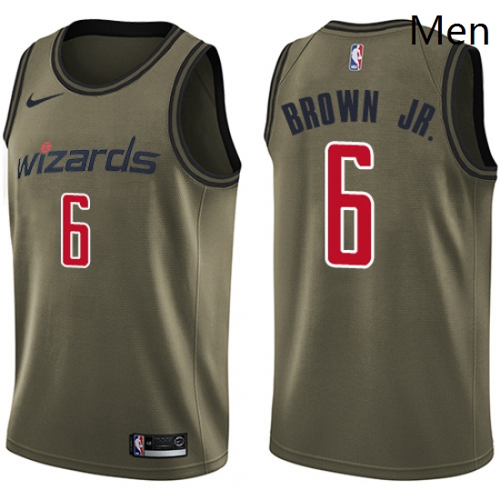 Mens Nike Washington Wizards 6 Troy Brown Jr Swingman Green Salute to Service NBA Jersey