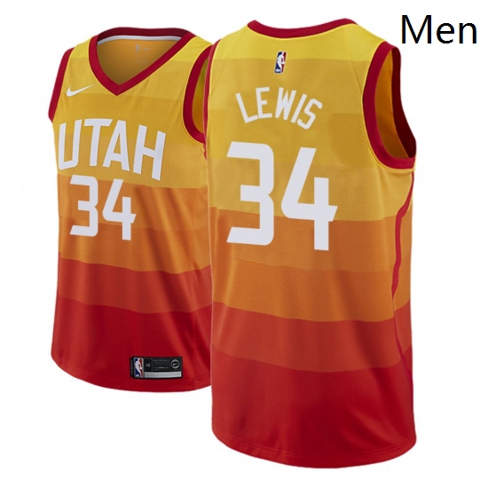 Men NBA 2018 19 Utah Jazz 34 Trey Lewis City Edition Red Jersey