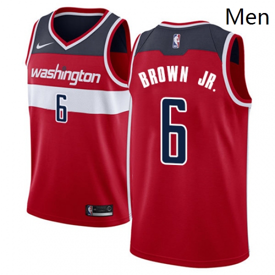 Mens Nike Washington Wizards 6 Troy Brown Jr Swingman Red NBA Jersey Icon Edition