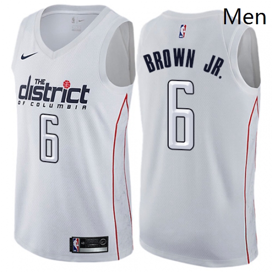 Mens Nike Washington Wizards 6 Troy Brown Jr Swingman White NBA Jersey City Edition