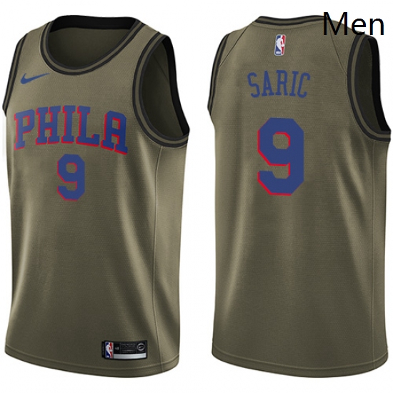 Mens Nike Philadelphia 76ers 9 Dario Saric Swingman Green Salute to Service NBA Jersey