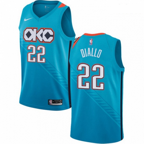 Mens Nike Oklahoma City Thunder 22 Hamidou Diallo Swingman Turquoise NBA Jersey City Edition