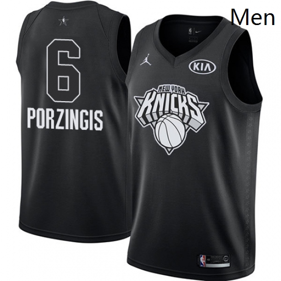 Mens Nike Jordan New York Knicks 6 Kristaps Porzingis Swingman Black 2018 All Star Game NBA Jersey