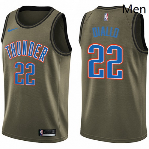 Mens Nike Oklahoma City Thunder 22 Hamidou Diallo Swingman Green Salute to Service NBA Jersey