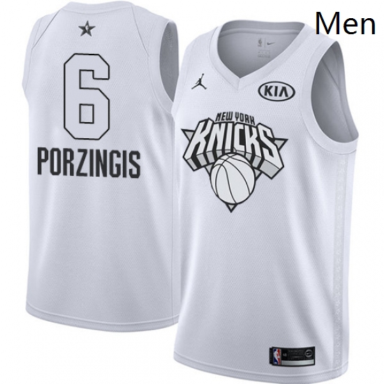 Mens Nike Jordan New York Knicks 6 Kristaps Porzingis Swingman White 2018 All Star Game NBA Jersey