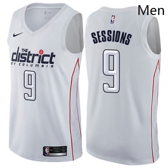 Mens Nike Washington Wizards 9 Ramon Sessions Swingman White NBA Jersey City Edition