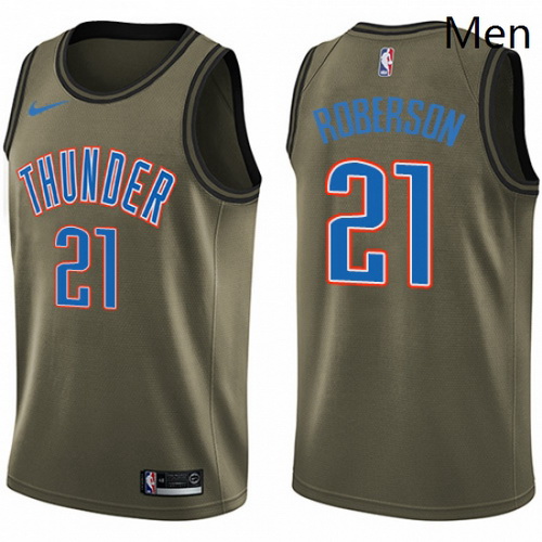 Mens Nike Oklahoma City Thunder 21 Andre Roberson Swingman Green Salute to Service NBA Jersey