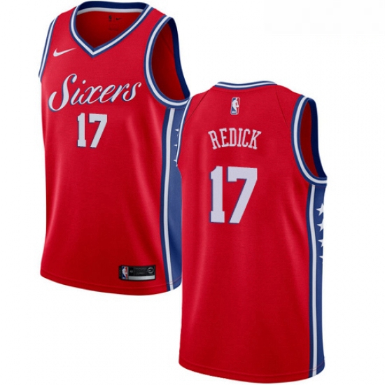 Mens Nike Philadelphia 76ers 17 JJ Redick Authentic Red Alternate NBA Jersey Statement Edition