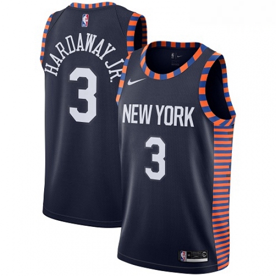 Mens Nike New York Knicks 3 Tim Hardaway Jr Swingman Navy Blue NBA Jersey 2018 19 City Edition