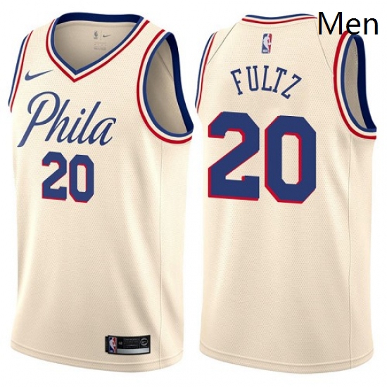 Mens Nike Philadelphia 76ers 20 Markelle Fultz Authentic Cream N
