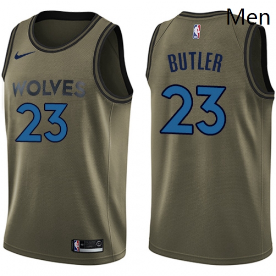 Mens Nike Minnesota Timberwolves 23 Jimmy Butler Swingman Green Salute to Service NBA Jersey