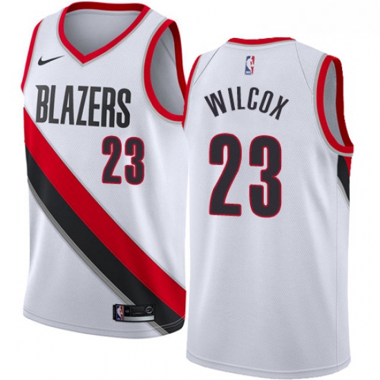 Mens Nike Portland Trail Blazers 23 CJ Wilcox Authentic White Ho