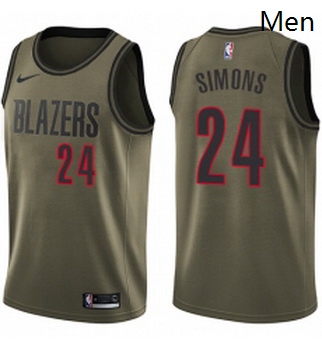 Mens Nike Portland Trail Blazers 24 Anfernee Simons Swingman Green Salute to Service NBA Jersey