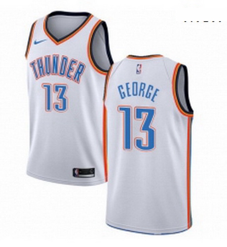 Mens Nike Oklahoma City Thunder 13 Paul George Swingman White Home NBA Jersey Association Edition