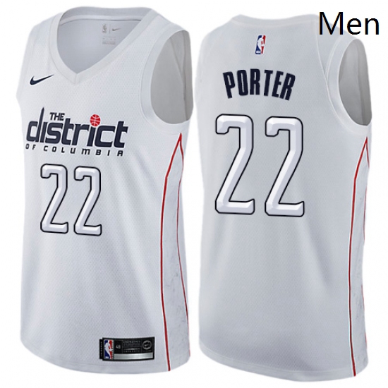 Mens Nike Washington Wizards 22 Otto Porter Authentic White NBA Jersey City Edition