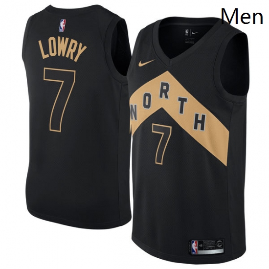 Mens Nike Toronto Raptors 7 Kyle Lowry Authentic Black NBA Jersey City Edition