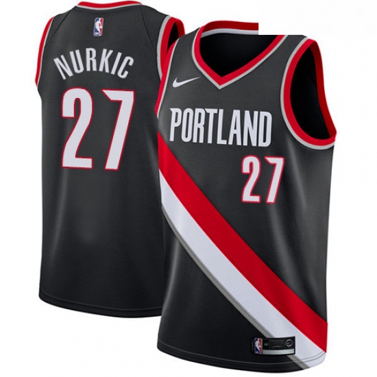 Mens Nike Portland Trail Blazers 27 Jusuf Nurkic Swingman Black Road NBA Jersey Icon Edition