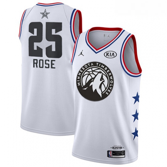 Mens Nike Minnesota Timberwolves 25 Derrick Rose White Basketball Jordan Swingman 2019 All Star Game