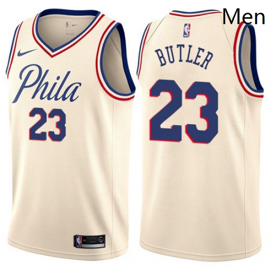 Mens Nike Philadelphia 76ers 23 Jimmy Butler Swingman Cream NBA Jersey City Edition