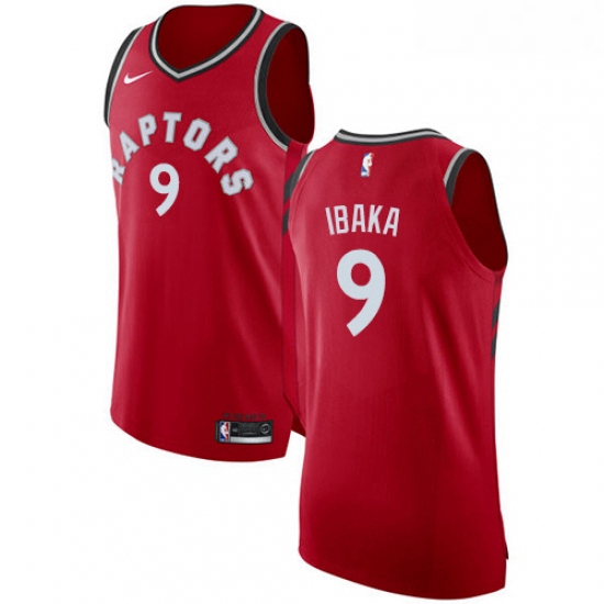 Mens Nike Toronto Raptors 9 Serge Ibaka Authentic Red Road NBA J
