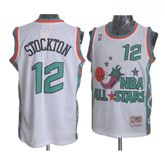 Mens Mitchell and Ness Utah Jazz 12 John Stockton Swingman White