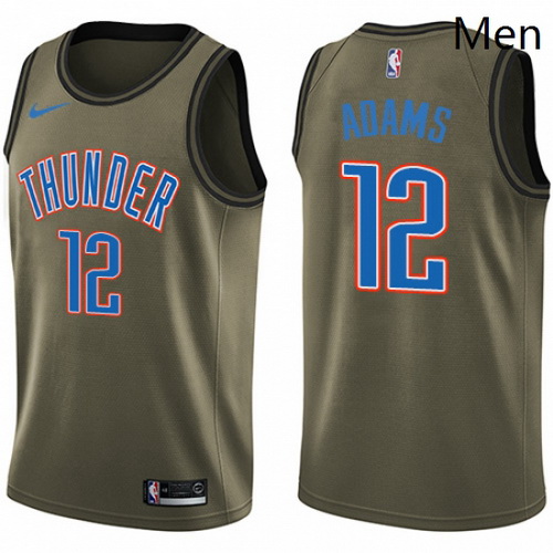 Mens Nike Oklahoma City Thunder 12 Steven Adams Swingman Green Salute to Service NBA Jersey