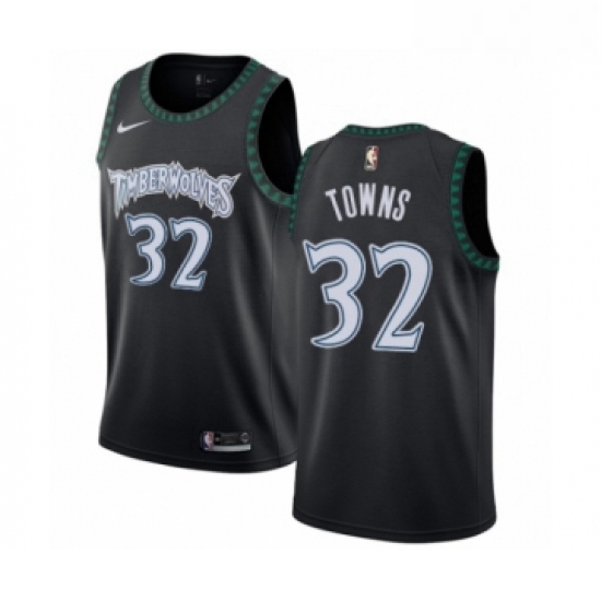 Mens Nike Minnesota Timberwolves 32 Karl Anthony Towns Swingman Black Hardwood Classics Jersey