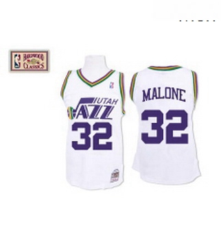Mens Mitchell and Ness Utah Jazz 32 Karl Malone Authentic White 