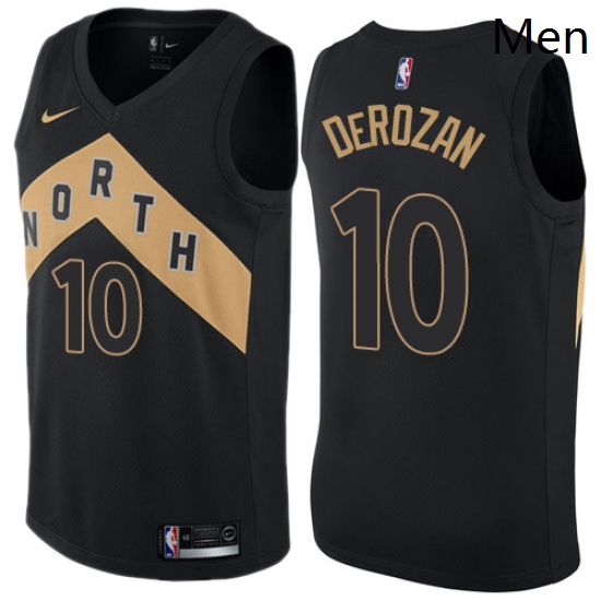 Mens Nike Toronto Raptors 10 DeMar DeRozan Authentic Black NBA Jersey City Edition