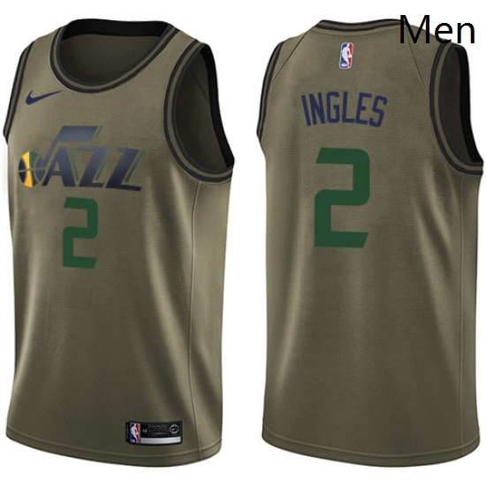 Mens Nike Utah Jazz 2 Joe Ingles Green Salute to Service NBA Swingman Jersey