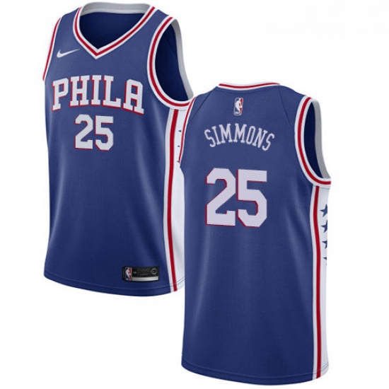 Mens Nike Philadelphia 76ers 25 Ben Simmons Swingman Blue Road N
