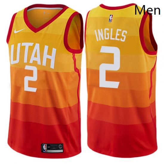 Mens Nike Utah Jazz 2 Joe Ingles Orange NBA Swingman City Edition Jersey