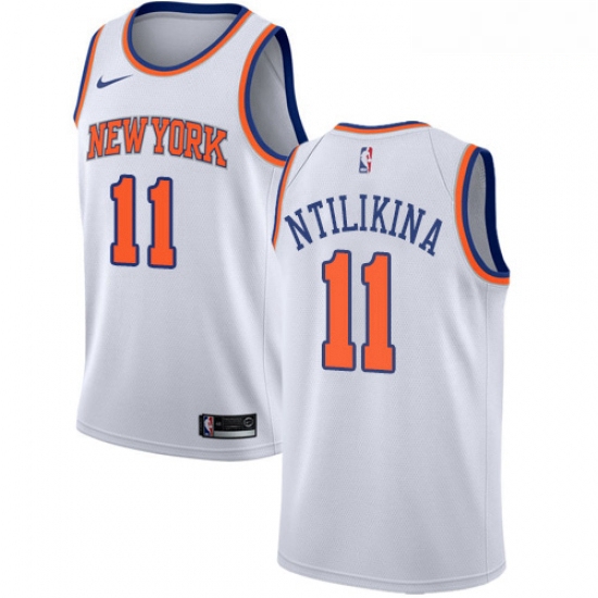 Mens Nike New York Knicks 11 Frank Ntilikina Authentic White NBA