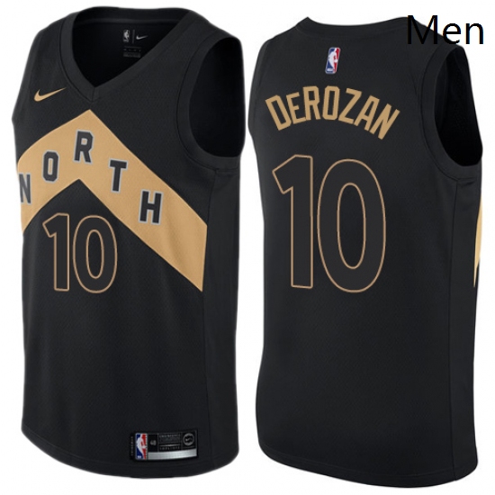 Mens Nike Toronto Raptors 10 DeMar DeRozan Swingman Black NBA Jersey City Edition