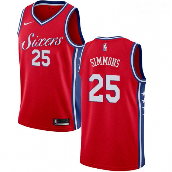Mens Nike Philadelphia 76ers 25 Ben Simmons Swingman Red Alterna