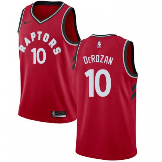 Mens Nike Toronto Raptors 10 DeMar DeRozan Swingman Red Road NBA