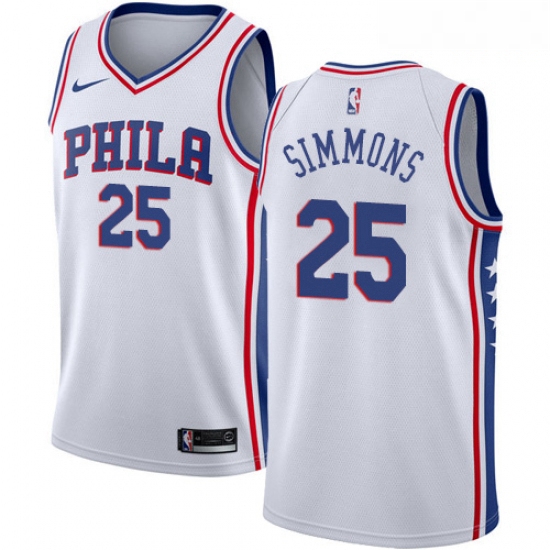 Mens Nike Philadelphia 76ers 25 Ben Simmons Swingman White Home 
