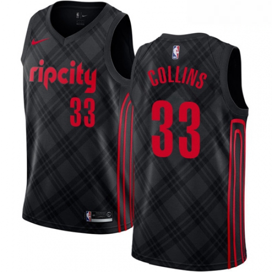 Mens Nike Portland Trail Blazers 33 Zach Collins Authentic Black